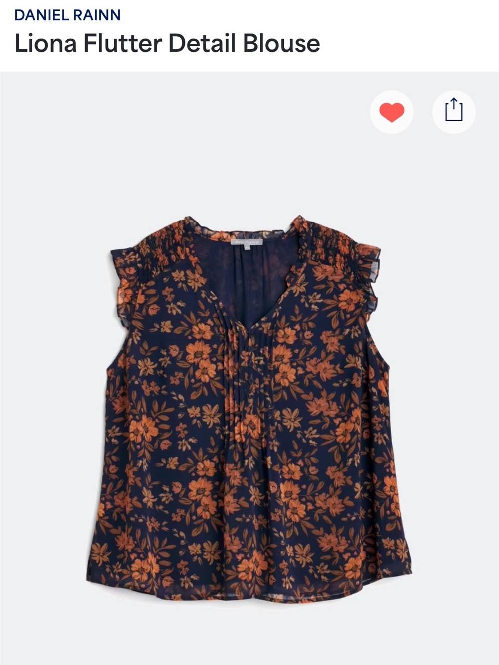 Women’s Navy Floral V-Neck Ruffle Sleeve Blouse from Stitch Fix